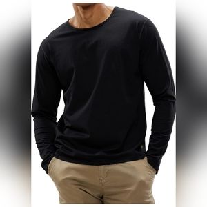 MIER Men's Cotton Long Sleeve Soft T-Shirt Performance Crew Neck Stretch Shirts